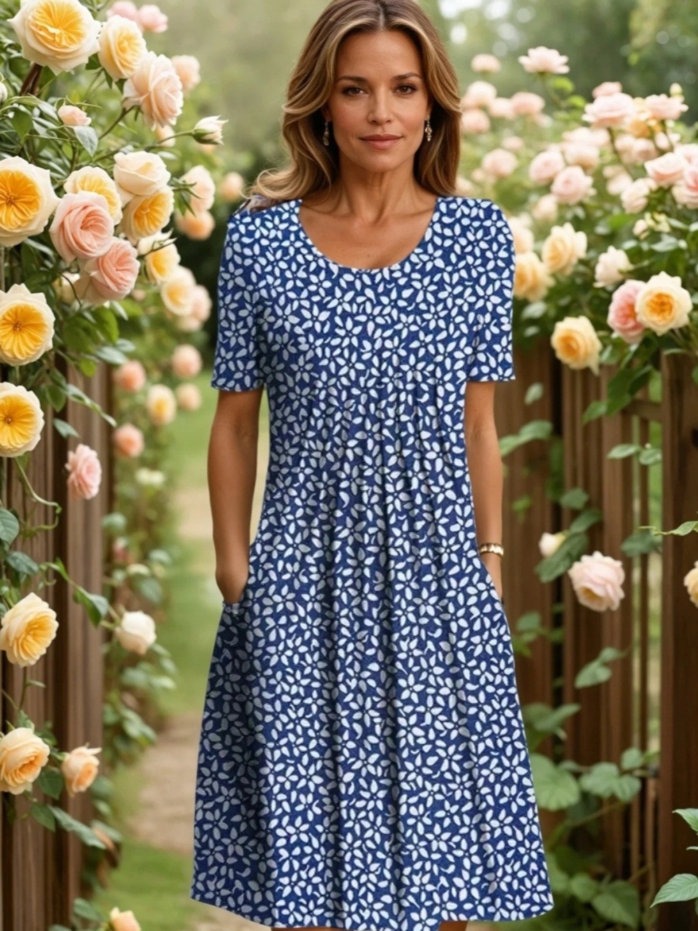 Clara & Monroe Navy Blue Floral Maxi Dress Women's Size Large NWT Grandmacore